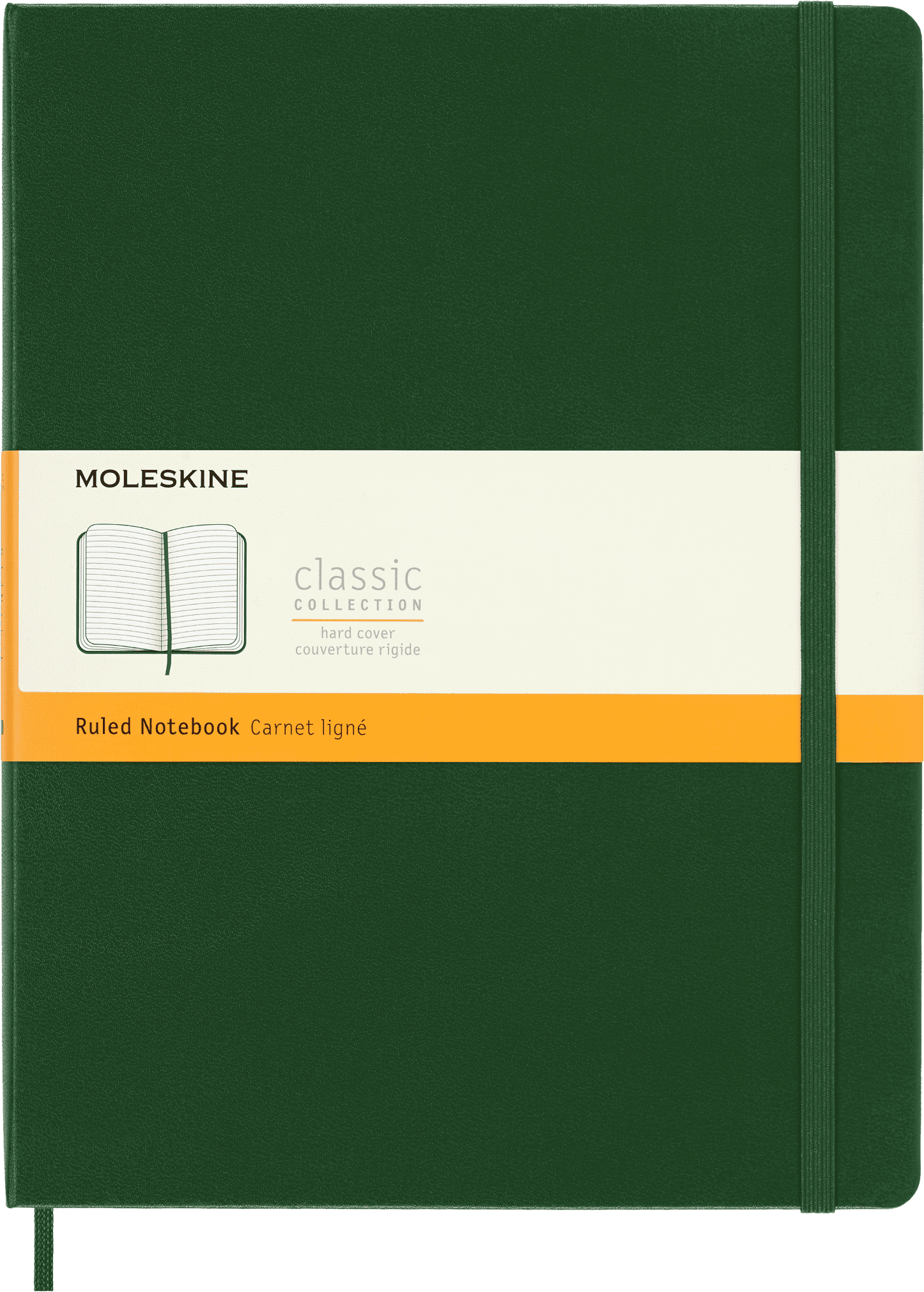 Moleskine Classic Notebook, Hard Cover, XL (7.5" x 9.75"), Ruled, Myrtle Green