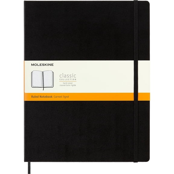 Moleskine Classic Notebook, Hard Cover, XXL (8.5" x 11") Ruled/Lined, Black, 192 Pages