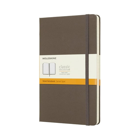 Moleskine Classic Notebook, Large, Ruled, 5in x 8.25in, Brown Earth, 240 Pages