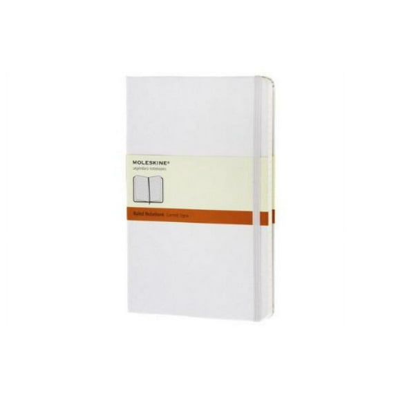 Moleskine Classic Notebook, Hard Cover, Large (5" x 8.25") Ruled/Lined, White, 240 Pages