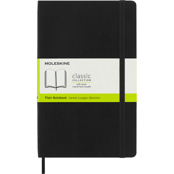 Moleskine Classic Notebook, Soft Cover, Large (5" x 8.25"), Plain, Black