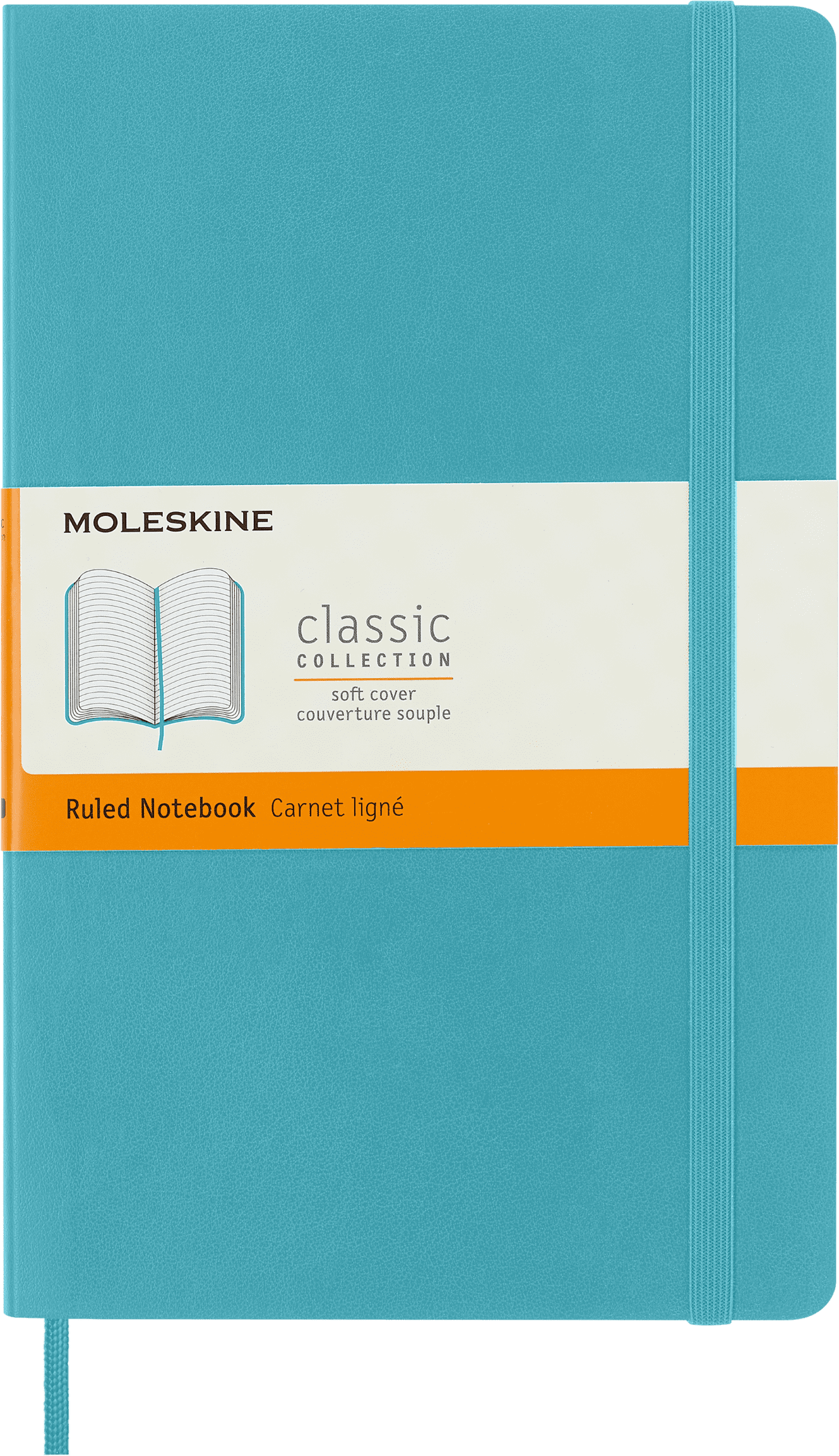 Moleskine Classic Notebook, Soft Cover, Large (5" x 8.25"), Ruled, Blue Reef