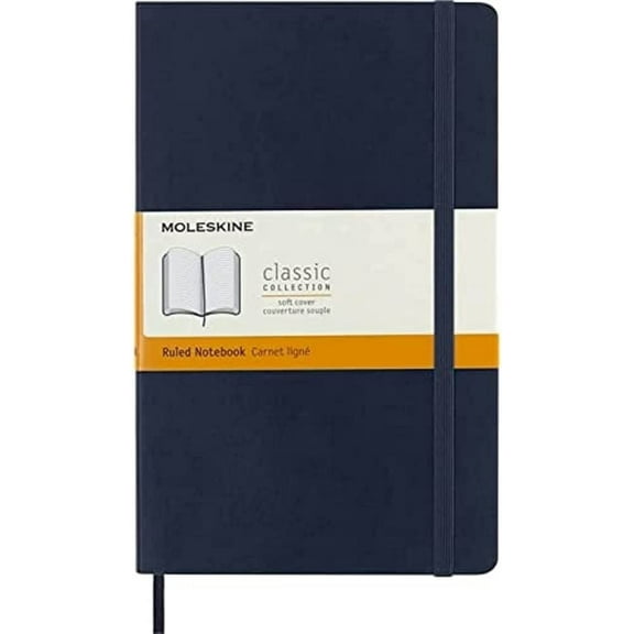 Moleskine Classic Notebook, Soft Cover, Large (5" x 8.25") Ruled/Lined, Sapphire Blue, 192 Pages
