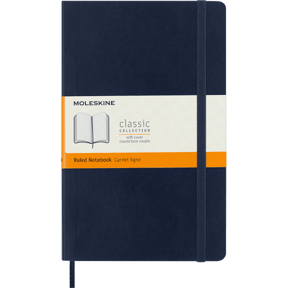 Moleskine Classic Notebook, Soft Cover, Large (5" x 8.25"), Ruled, Sapphire Blue