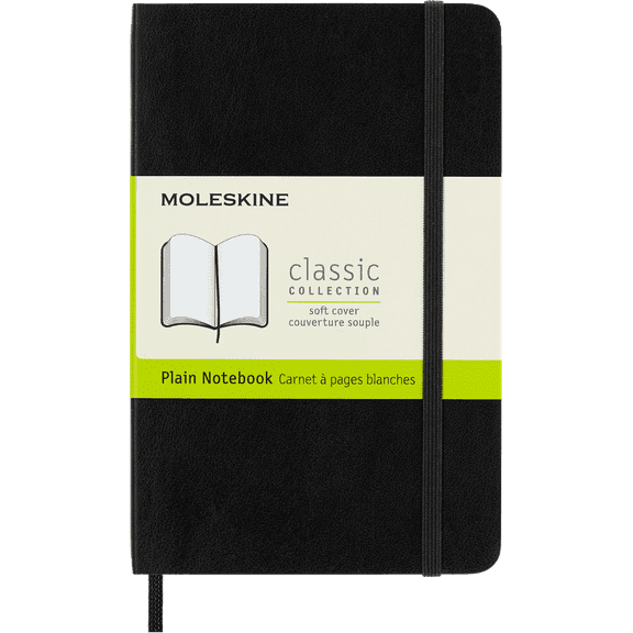 Moleskine Classic Notebook, Soft Cover, Plain, Pocket (3.5" x 5.5"), Black