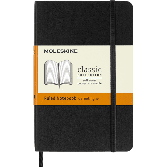Moleskine Classic Notebook, Soft Cover, Pocket (3.5" x 5.5"), Ruled, Black
