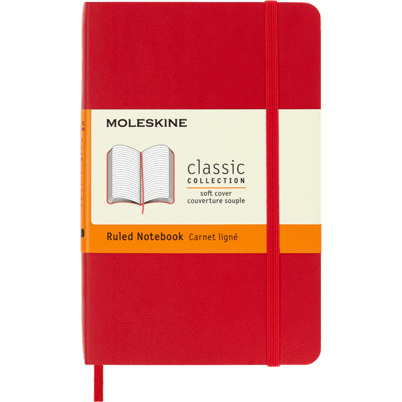 Moleskine Classic Notebook, Soft Cover, Ruled, Pocket (3.5" x 5.5"), Scarlet Red