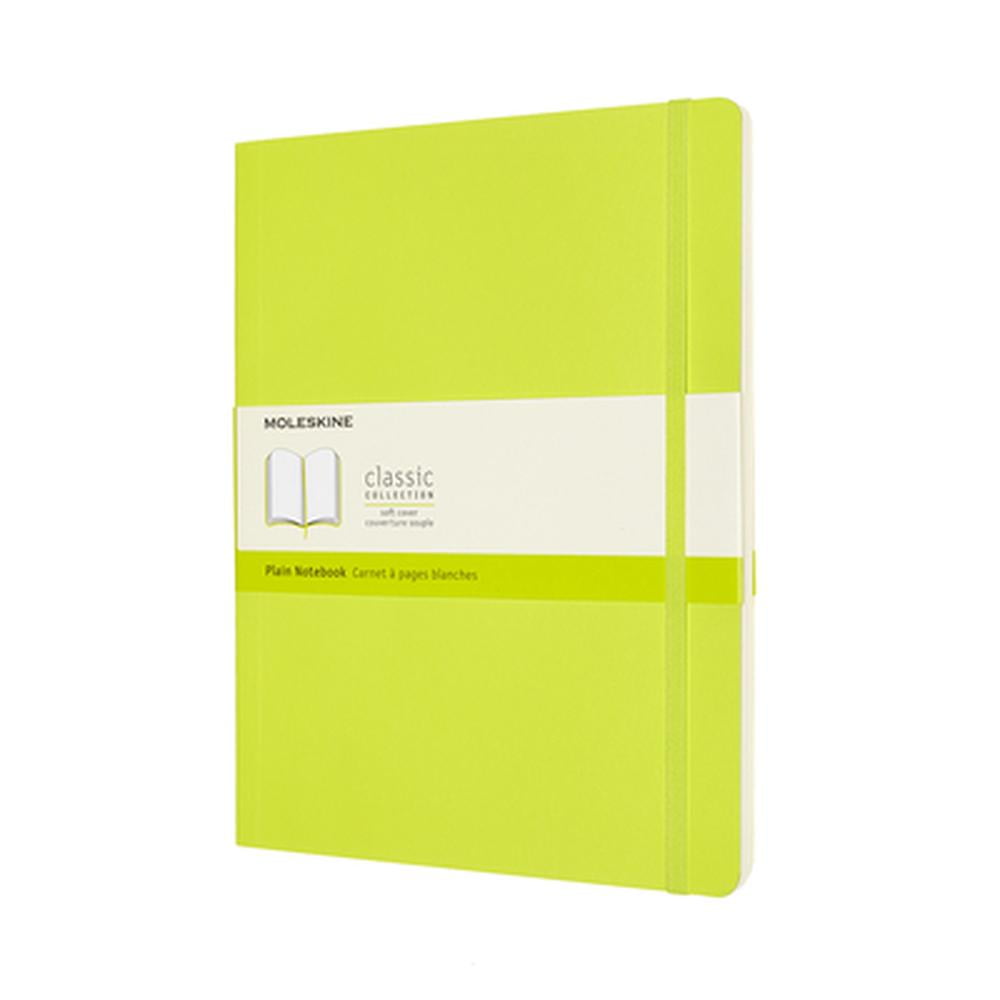 Moleskine Classic Notebook, Soft Cover, XL (7.5" x 9.5") Plain/Blank, Lemon Green, 192 Pages