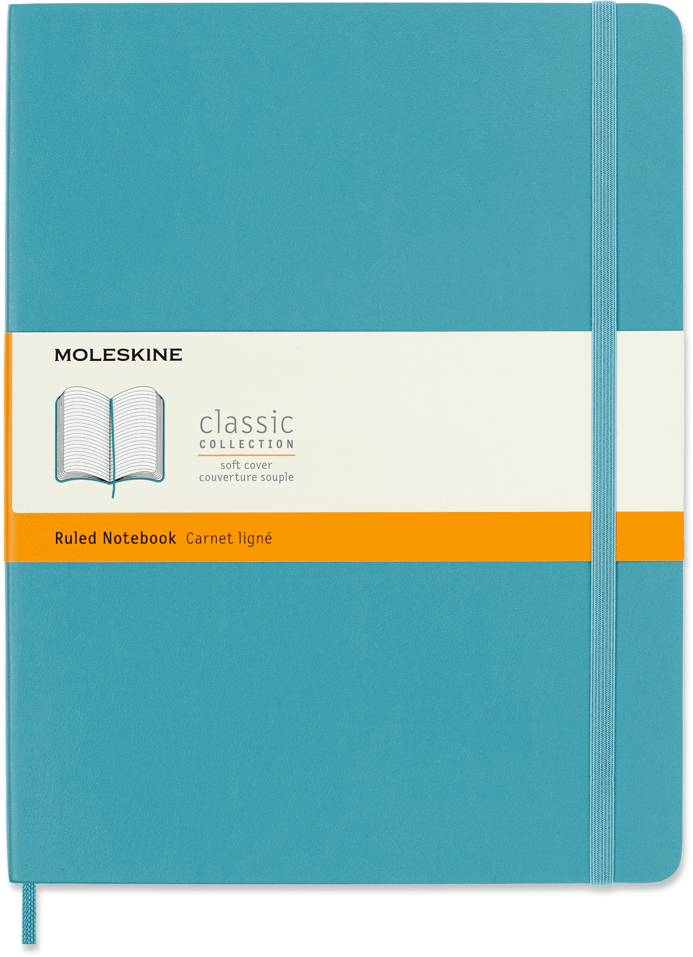 Moleskine Classic Notebook, Soft Cover, XL (7.5" x 9.75"), Ruled, Blue Reef