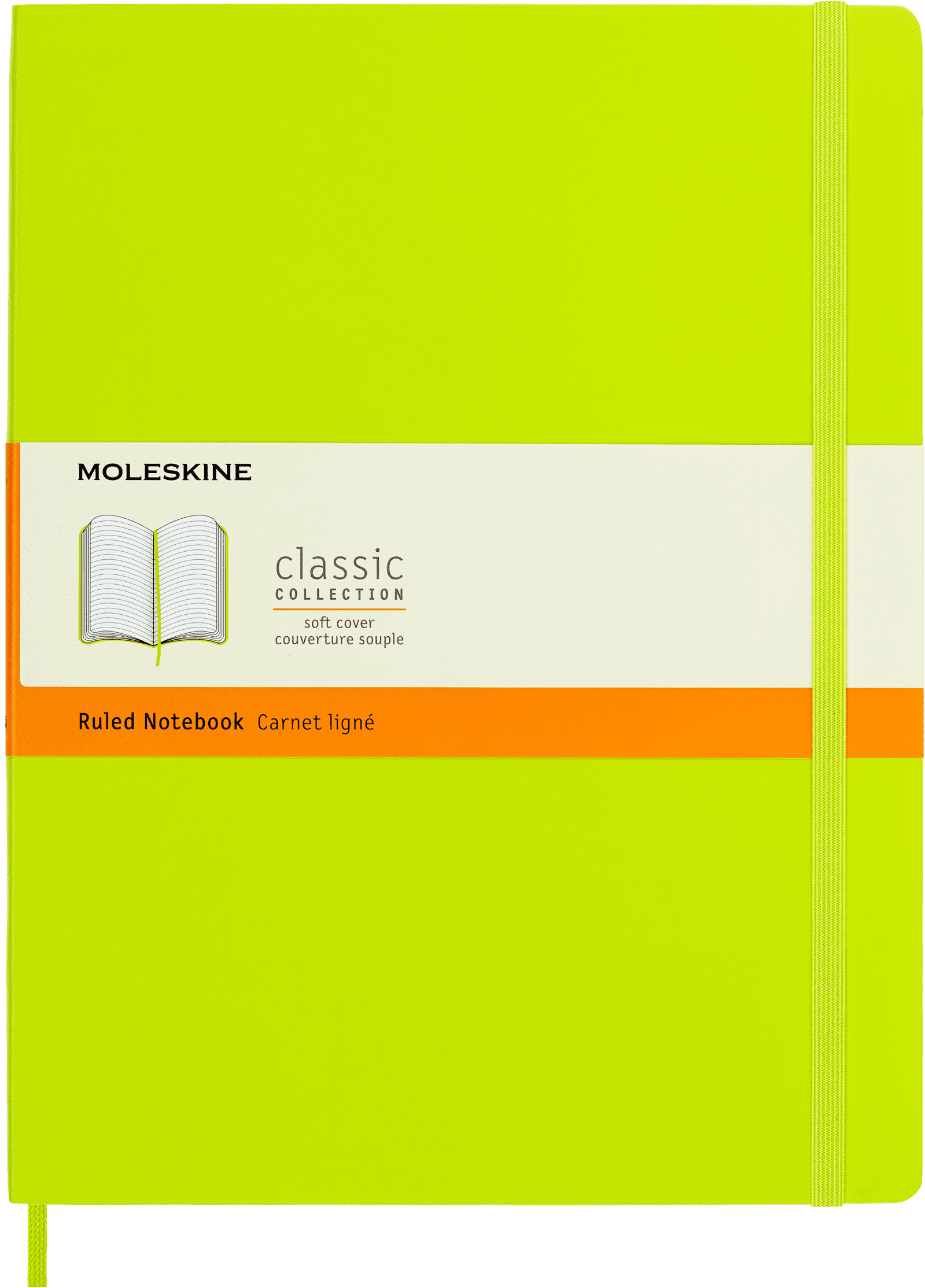 Moleskine Classic Notebook, Soft Cover, XL (7.5" x 9.75"), Ruled, Lemon Green