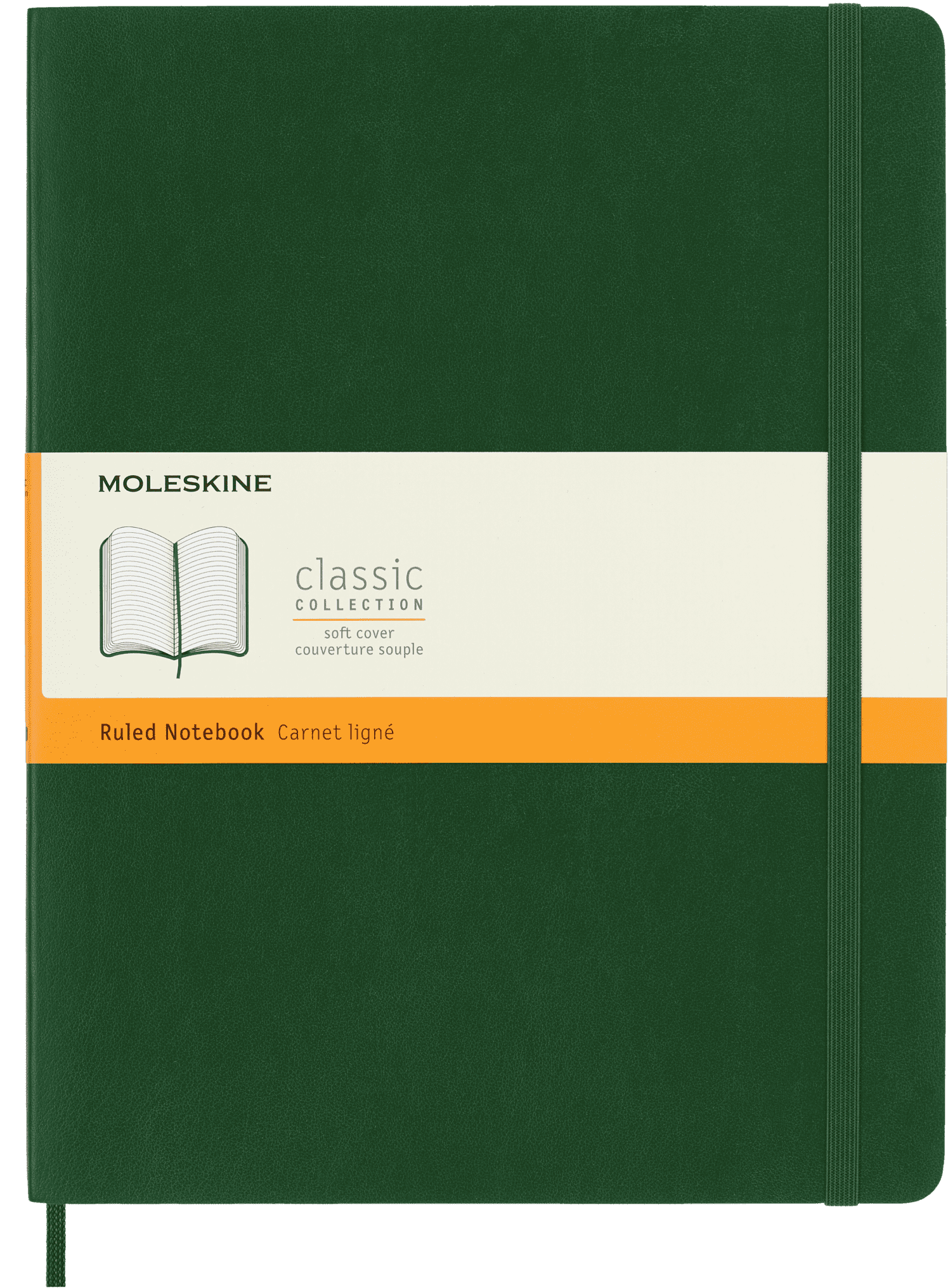 Moleskine Classic Notebook, Soft Cover, XL (7.5" x 9.75"), Ruled, Myrtle Green