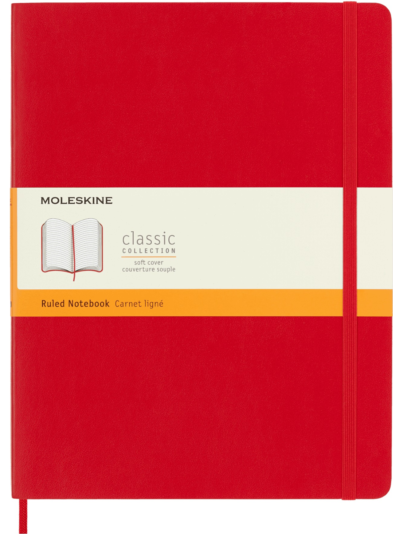 Moleskine Classic Notebook, Soft Cover, XL (7.5" x 9.75"), Ruled, Scarlet Red
