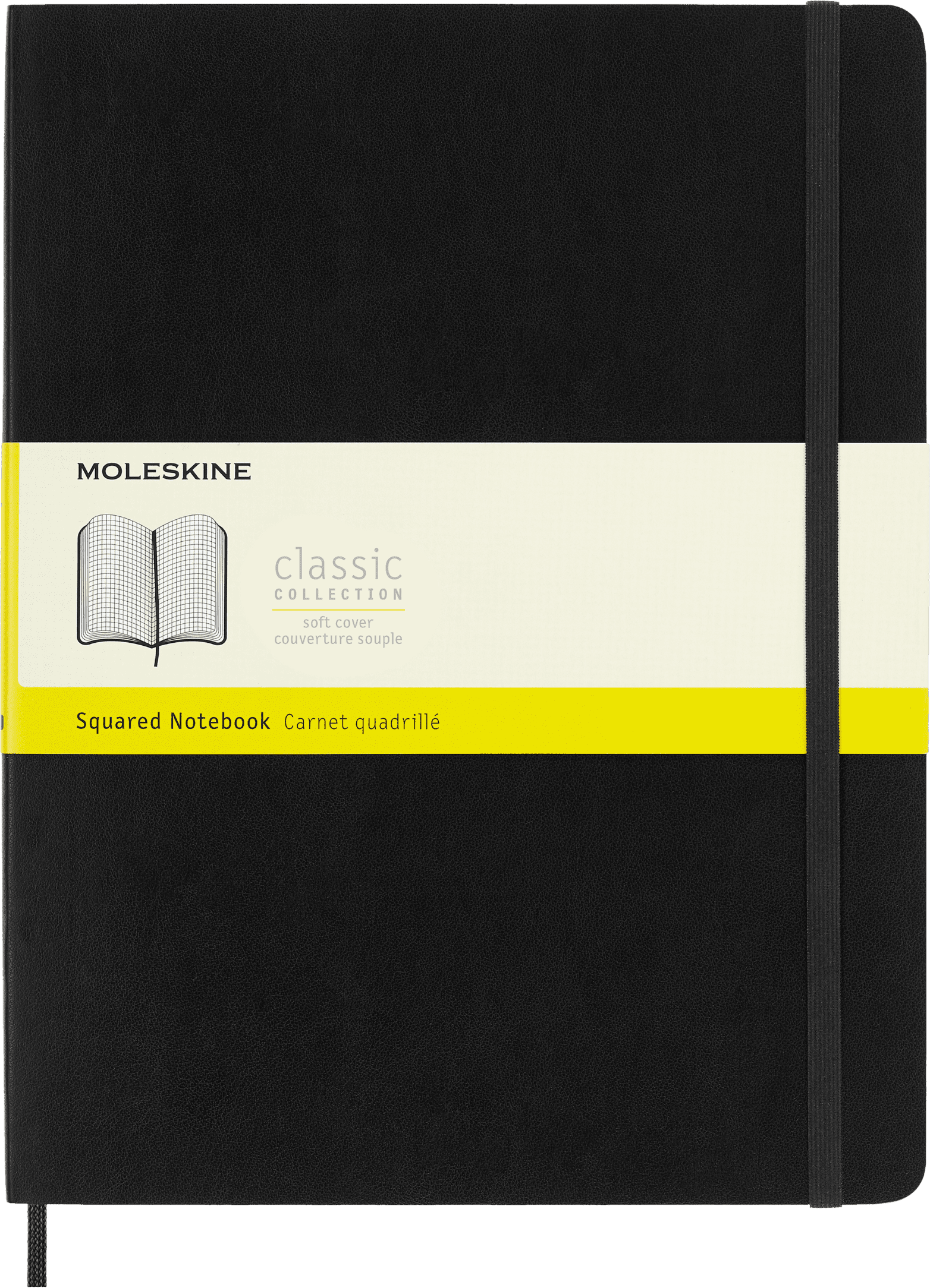 Moleskine Classic Notebook, Soft Cover, XL (7.5" x 9.75"), Squared, Black