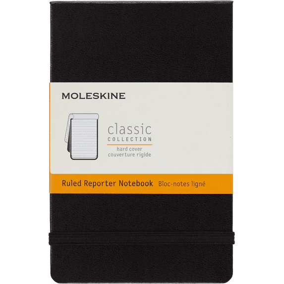 Moleskine Classic Reporter Notebook, Hard Cover, Pocket (3.5" x 5.5"), Ruled, Black