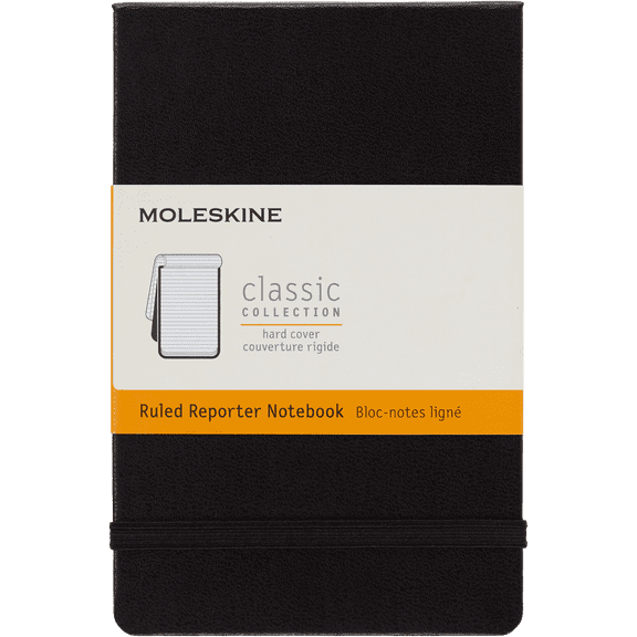 Moleskine Classic Reporter Notebook, Hard Cover, Pocket (3.5" x 5.5"), Ruled, Black