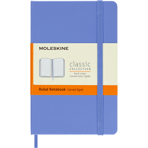 Moleskine Classic Notebook, Hard Cover, Pocket (3.5" x 5.5"), Ruled, Hydrangea Blue