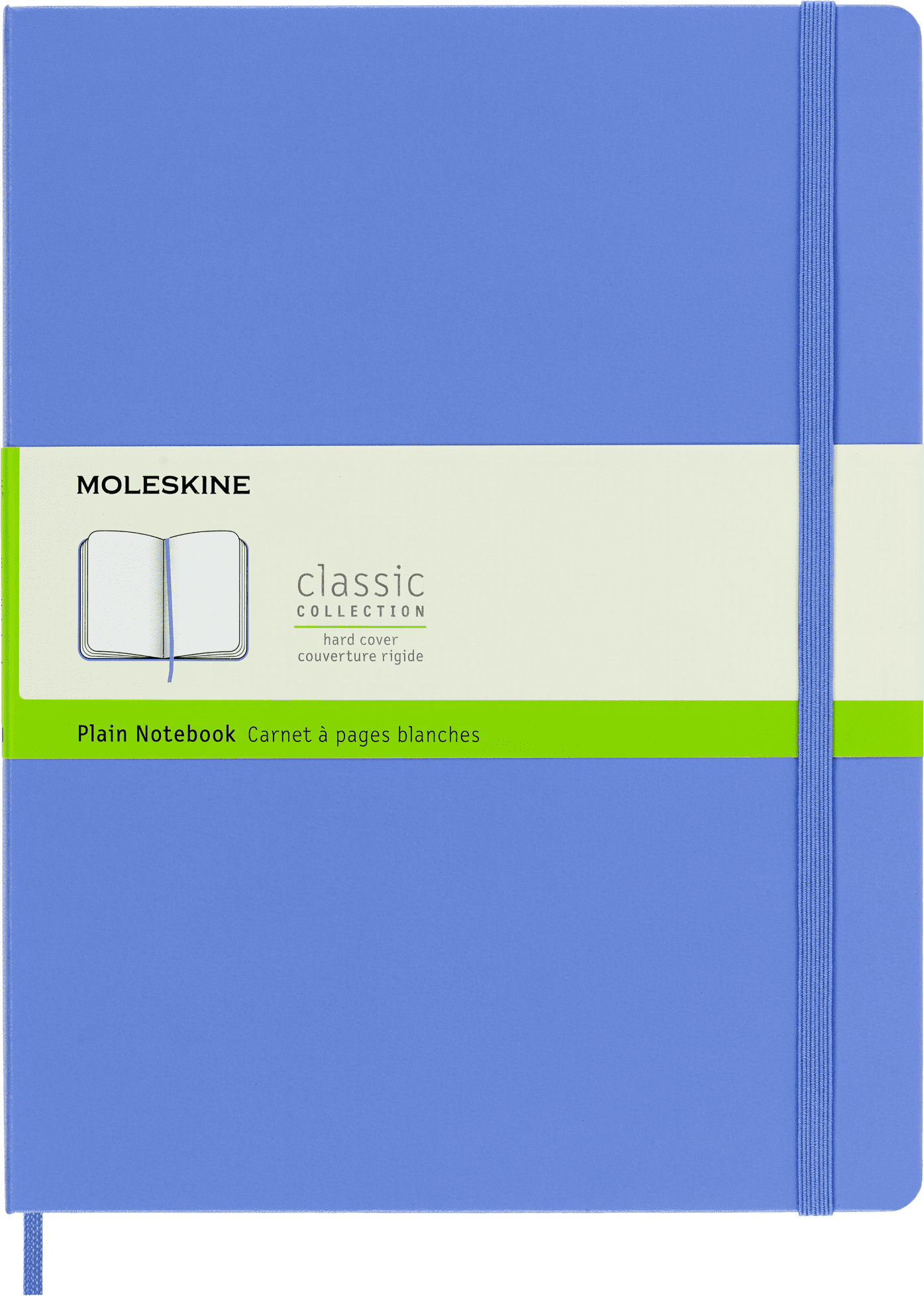Moleskine Classic&nbsp; Notebook, Hard Cover, XL (7.5" x 9.75"), Plain, Hydrangea Blue