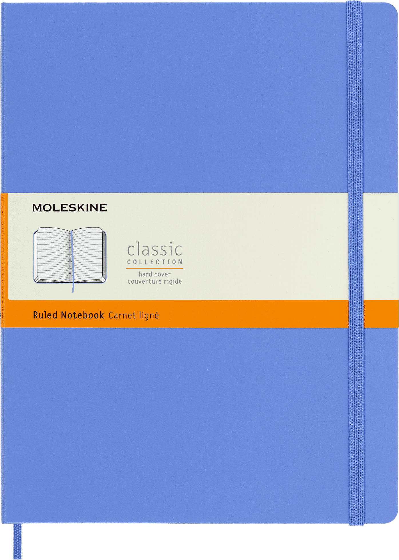 Moleskine Classic&nbsp; Notebook, Hard Cover, XL (7.5" x 9.75"), Ruled, Hydrangea Blue