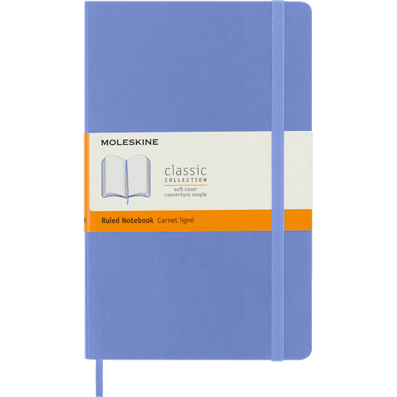 Moleskine Classic Notebook, Soft Cover, Large (5" x 8.25"), Ruled, Hydrangea Blue