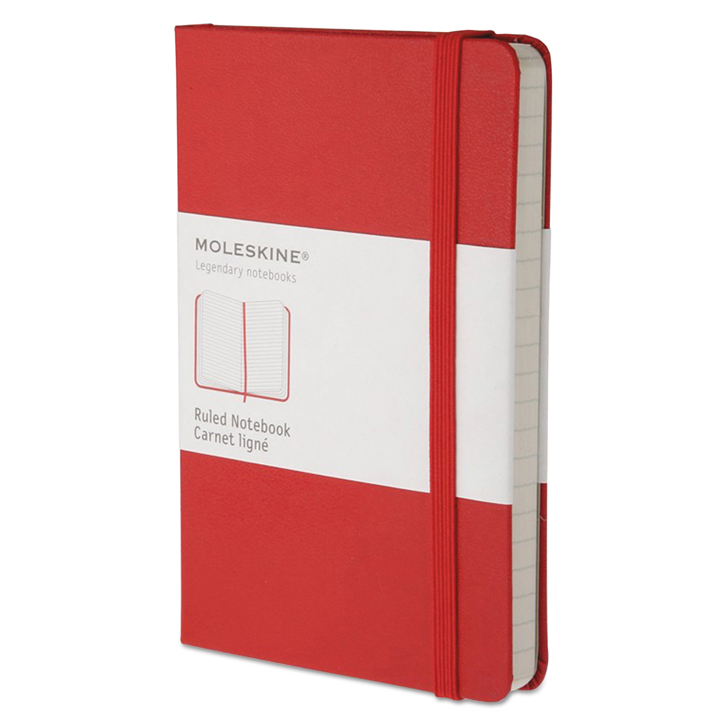 Moleskine Hard Cover Notebook, Ruled, 5 1/2 x 3 1/2, Red Cover, 192 Sheets