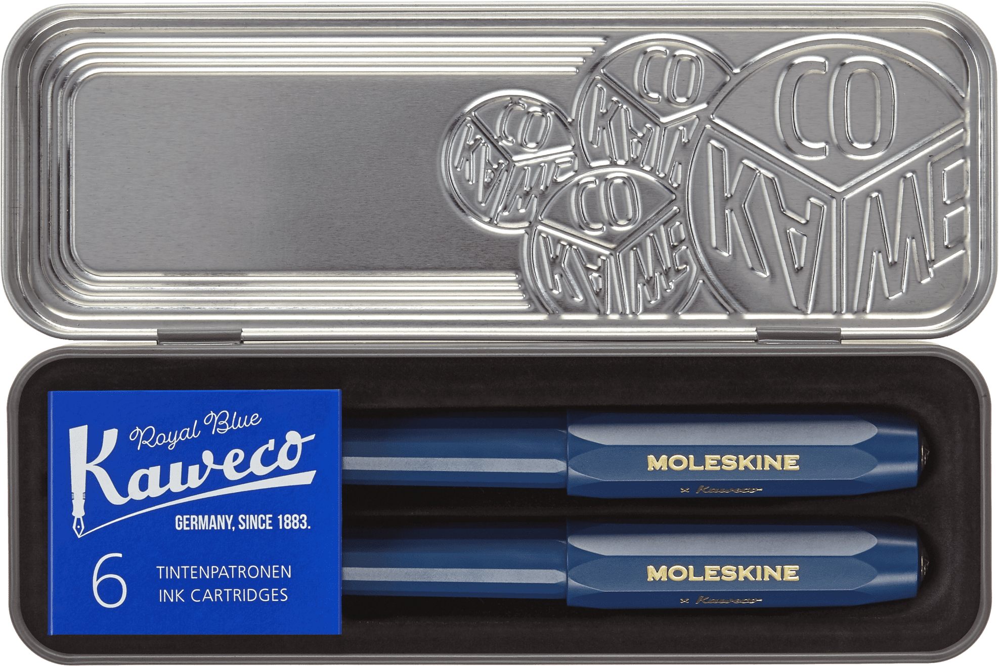 Moleskine Kaweco Ballpoint & Fountain Pen Set, Blue, Medium Point and Medium Nib (1.0 mm), Blue ink