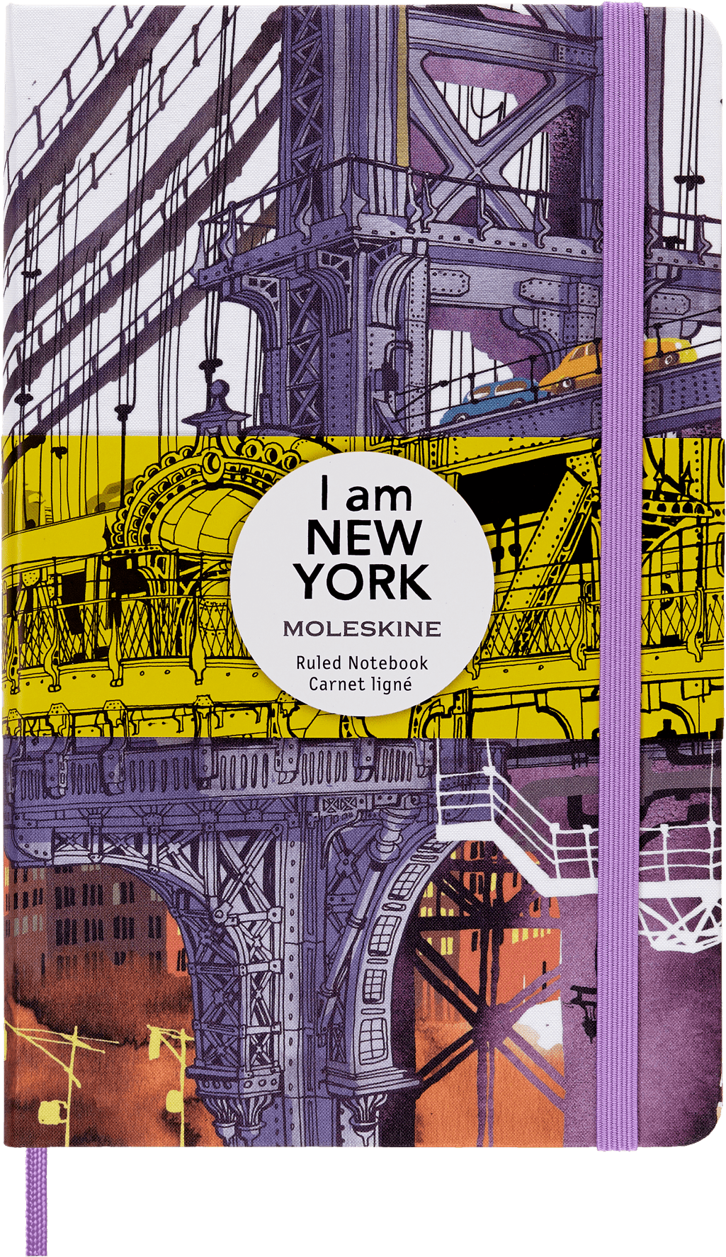 Moleskine Limited Edition 'I am New York' Notebook illustrated by Carlo Stanga, Hard Cover, Large (5" x 8.25"), Ruled, Purple