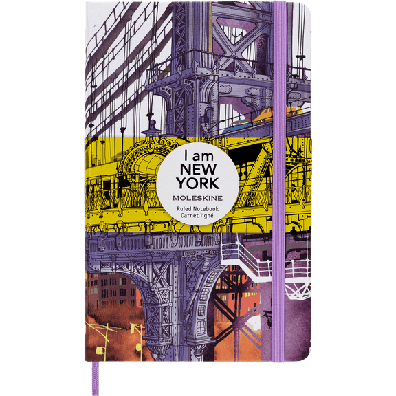 Moleskine Limited Edition 'I am New York' Notebook illustrated by Carlo Stanga, Hard Cover, Large (5" x 8.25"), Ruled, Purple