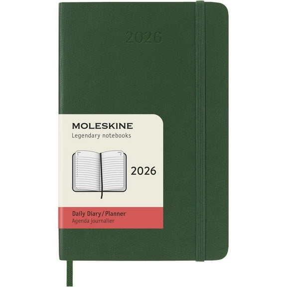 Moleskine, Moleskine Soft Cover Pocket Myrtle Green 12 Month Daily Planner, 3.6'' X 5.55'', 12-Month Calendar with Stapled Binding