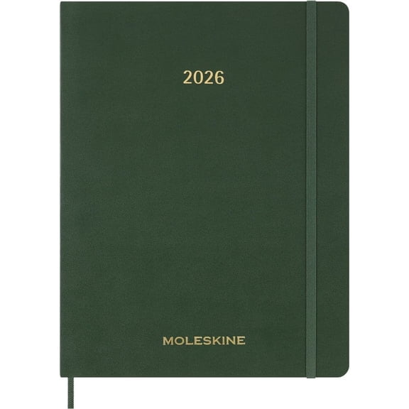 Moleskine, Myrtle Green Weekly 2026 Planner, 8.5'' X 11.06'', 12-Month Calendar with Stapled Binding
