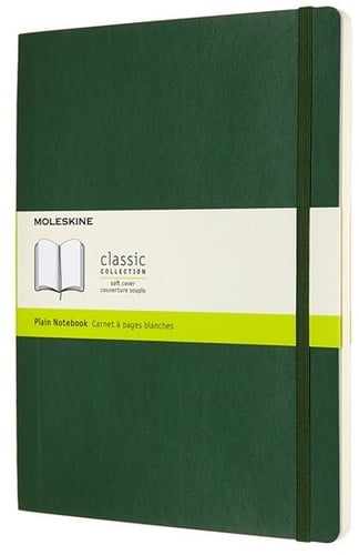 Moleskine Notebook, Extra Large, Plain, Myrtle Green, Soft Cover (7.5 x 9.75) (Books)