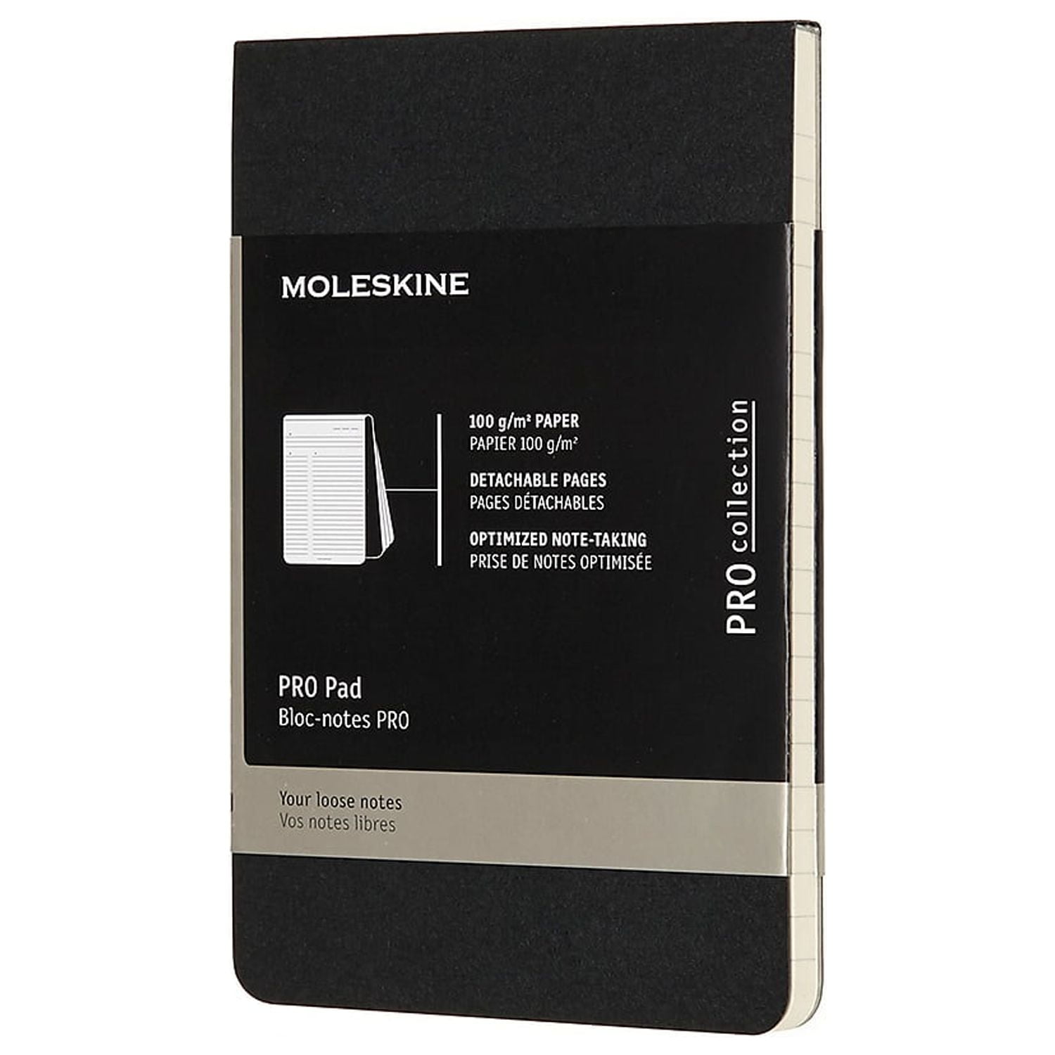 Moleskine PRO Pad, Narrow Ruled, Black Cover, 3.5 x 5.5, 96 Pages (620909)