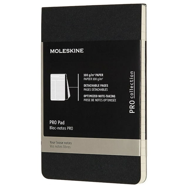 Moleskine PRO Pad, Narrow Ruled, Black Cover, 3.5 x 5.5, 96 Pages
