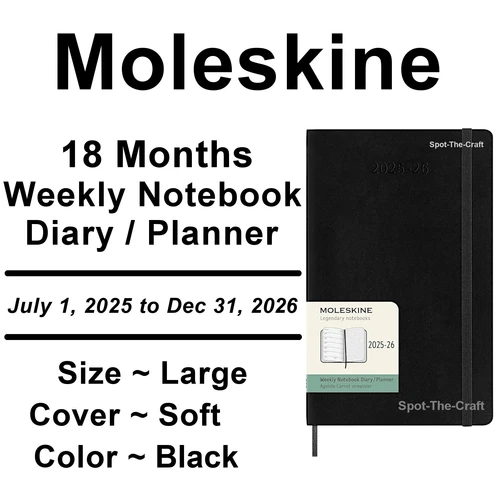Moleskine Planner 18 Months 2025 To 2026 Weekly Notebook Diary Large Soft
