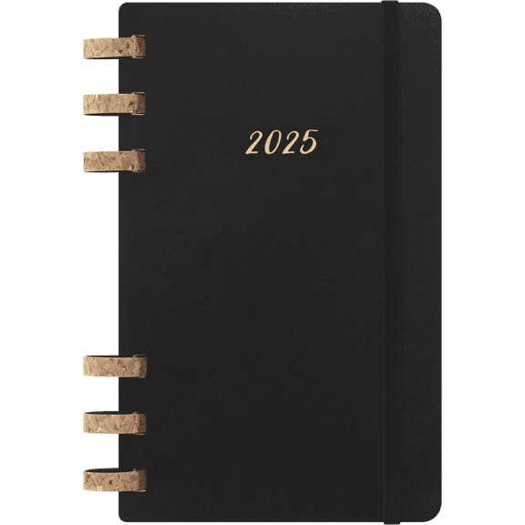 Moleskine Spiral 12 Month 2025 Solar Year Planner, Soft Cover, Large (5" x 8.25"), Black, 200 Pages