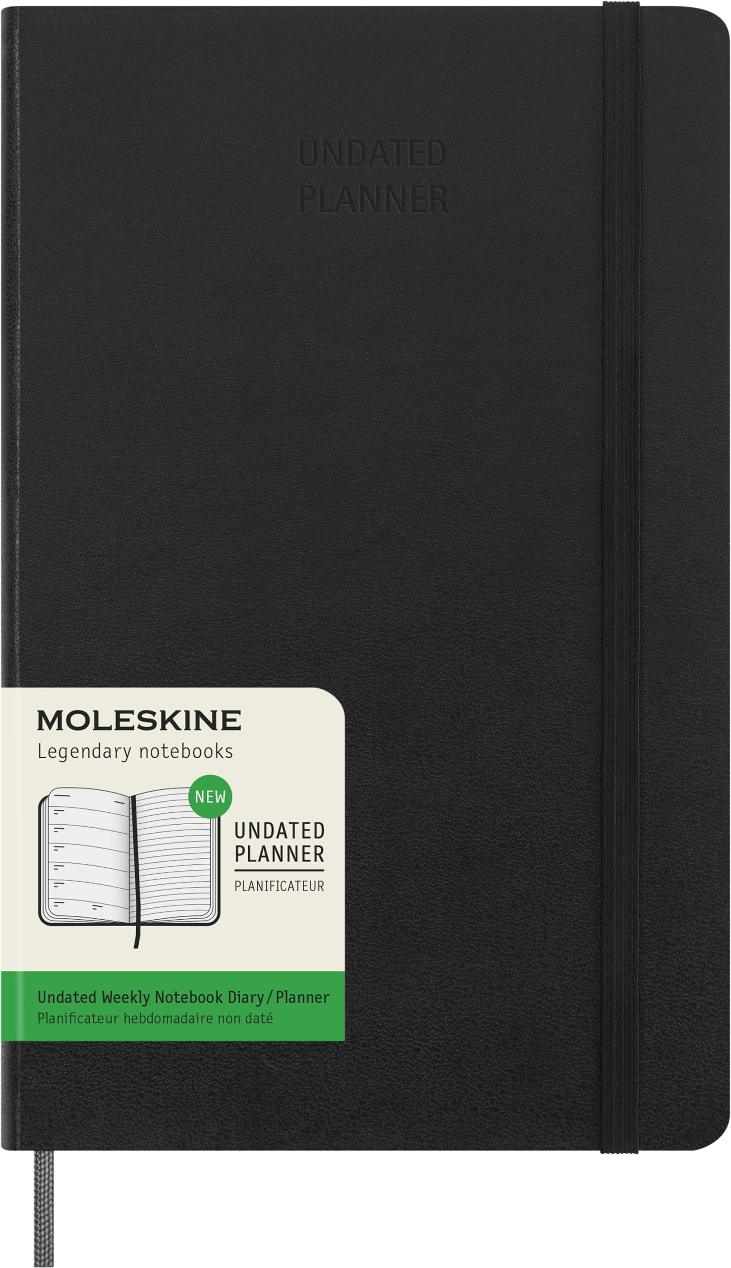 Moleskine Undated Weekly Planner, 12M, Large, Black, Hard Cover (5 x 8.
