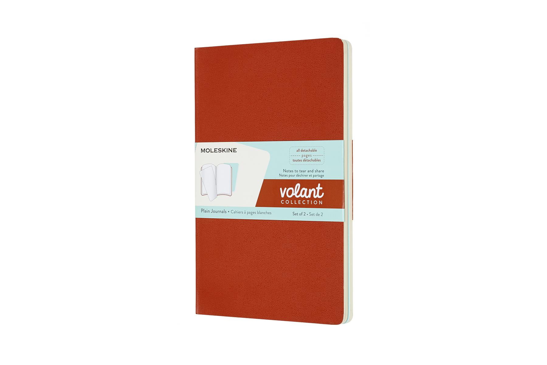 Moleskine Volant Journal, Large, Plain, Coral Orange/Aquamarine Blue (5 X 8.25) Paperback