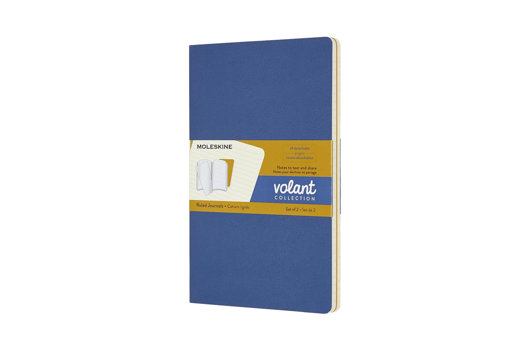 Moleskine Volant Journal, Large, Ruled, Forget-Me-Not Blue/Amber Yellow (5 x 8.25) (Diary)