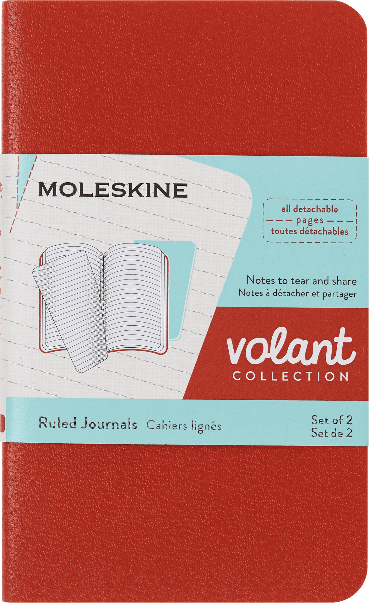 Moleskine Volant Journals (Set of 2), XS (2.5" x 4.25"), Ruled, Forget-Me-Not Blue/Amber Yellow