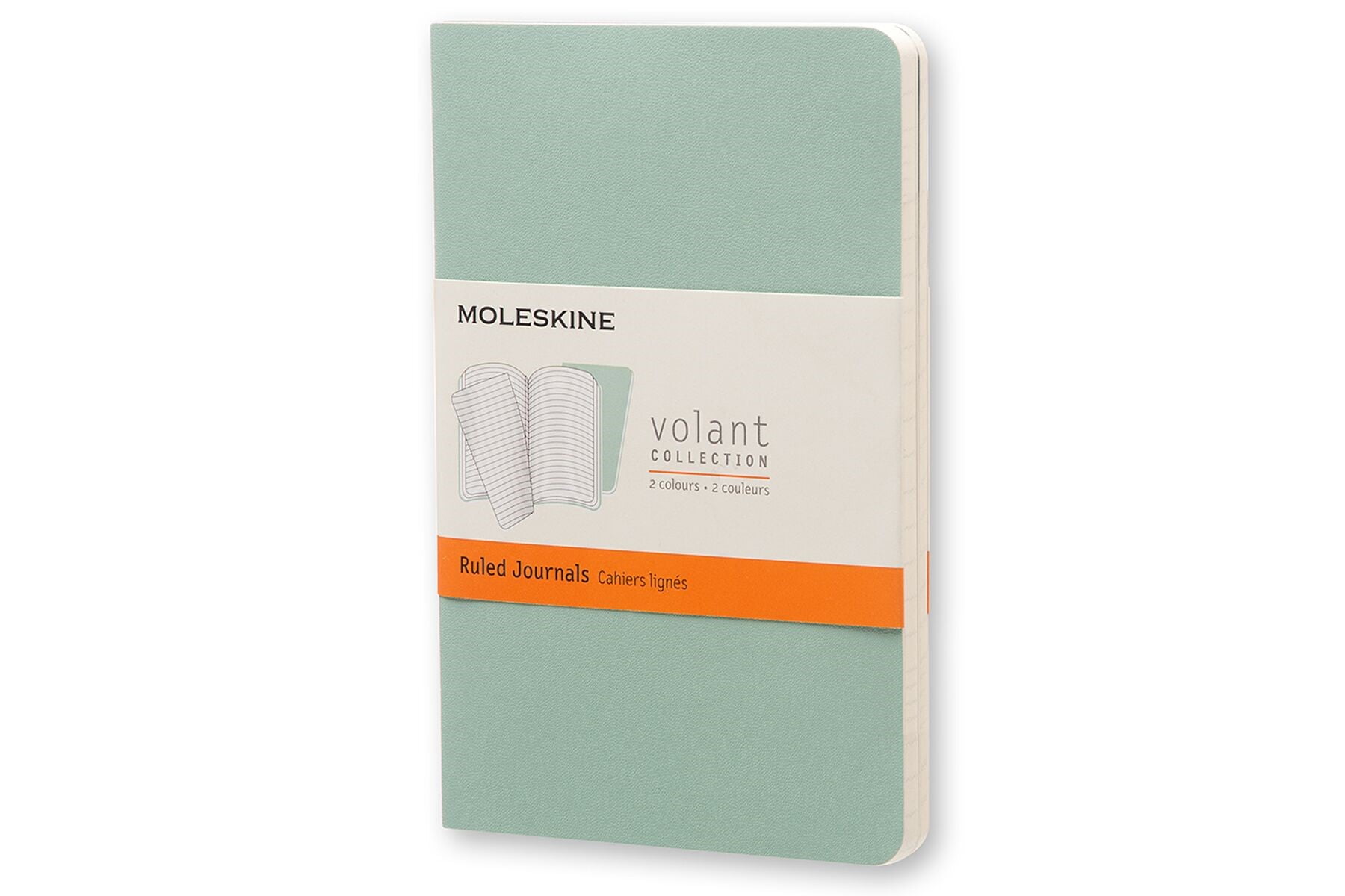 Moleskine Volant Ruled Pocket Notebook, Sage Green, 2 Count