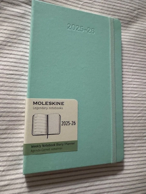 Moleskine Weekly Notebook Diary Planner 2025-26 18 Months Aquamarine Hard Sealed
