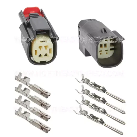 Molex 4 Pin Wire Connector, Harley Black Waterproof, Sealed Kit, Mx150 With Cpa