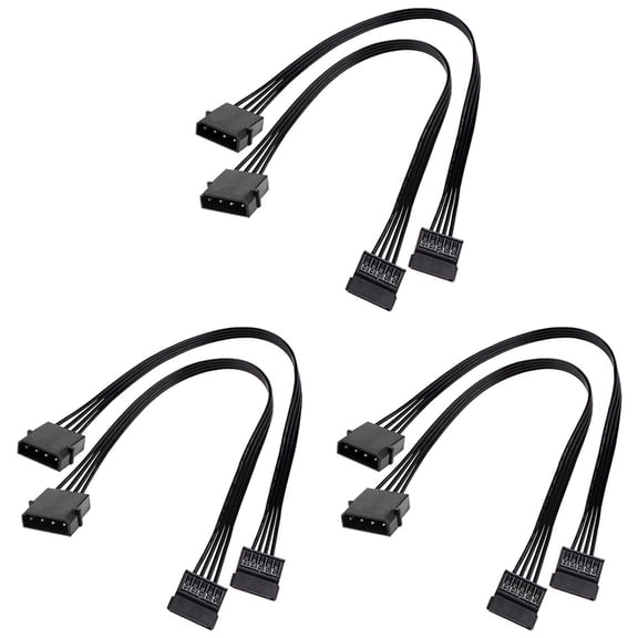 Molex IDE 4 Pin Male to 15 Pin Female SATA Power Converter,2 Pack