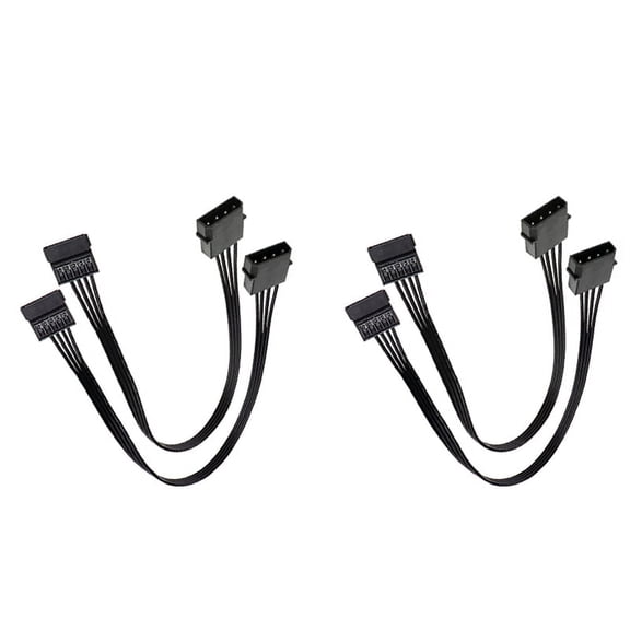 Molex IDE 4 Pin Male to 15 Pin Female Power Converter Adapter Cable Hard Drive HDD SSD Power Extension Cable,4 Pack,Black