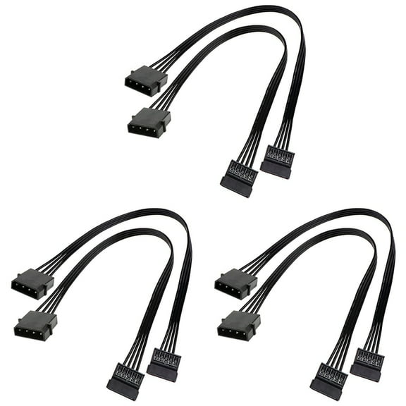 Molex IDE 4 Pin Male to 15 Pin Female Power Converter Adapter Cable Hard Drive HDD SSD Power Extension Cable,6 Pack