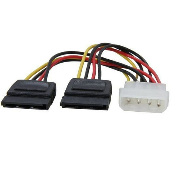 Molex to Splitter Adapter Cable, Gaqring High Quality 4 Pin to Dual 15 Pin Power Y Splitter, 15cm Length for PSU Expansion Computer Cable