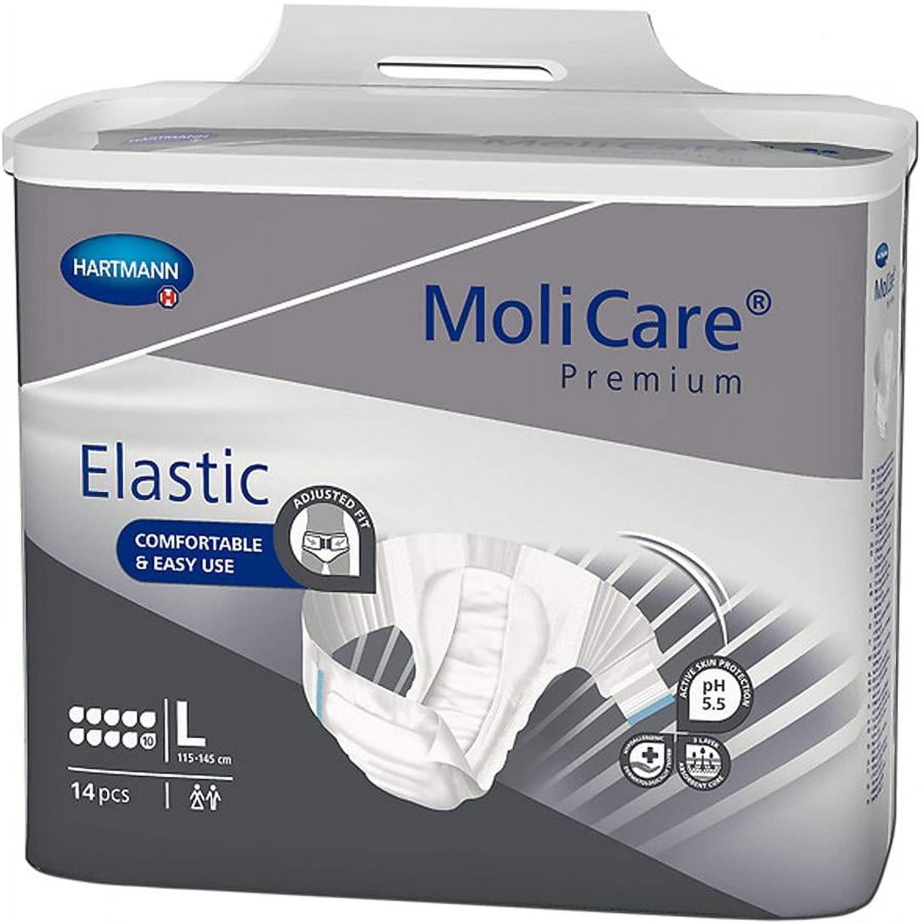 MoliCare Premium Elastic 10D Briefs, Unisex, Heavy Absorbency, Large, 56 Count
