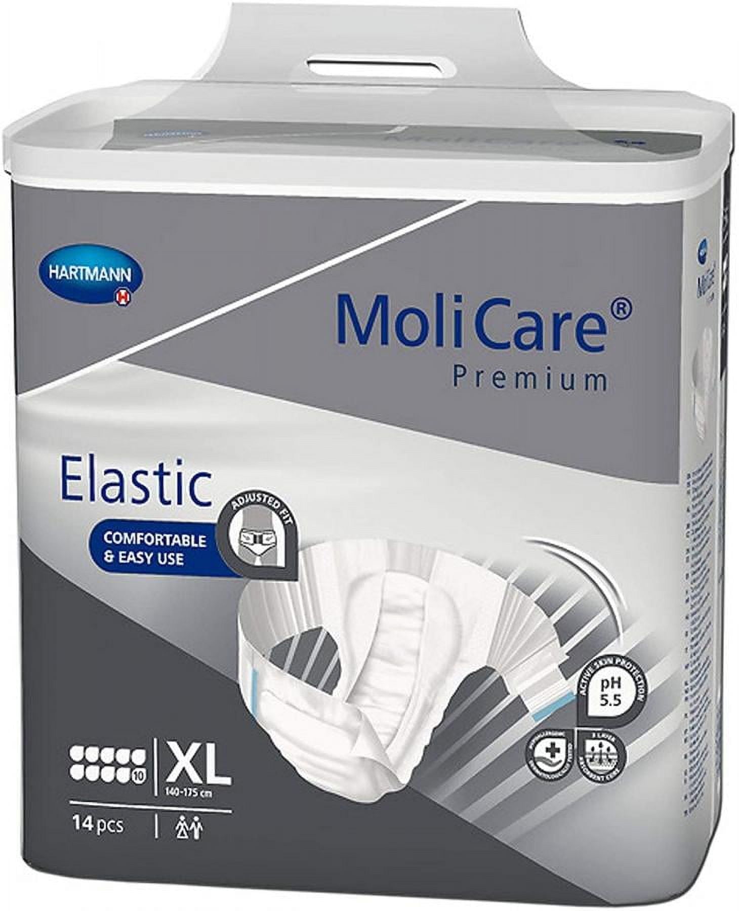 MoliCare Premium Elastic 10D Briefs, Unisex, Heavy Absorbency, X-Large, 14 Count
