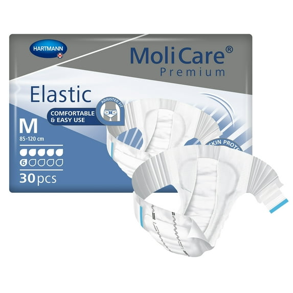 MoliCare Premium Elastic 6D Adult Incontinence Brief M Moderate Absorbency 165272, 30 Ct