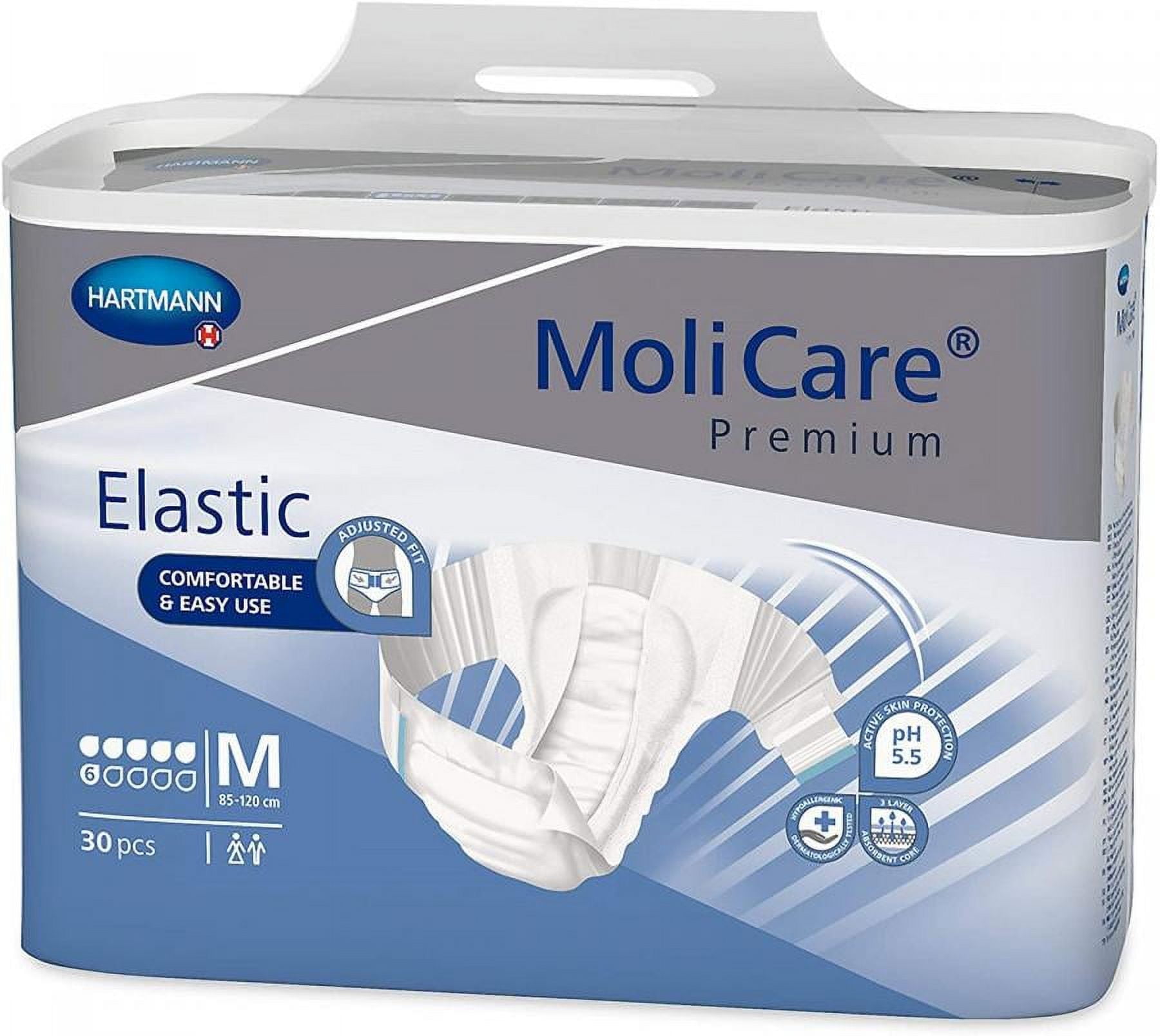 MoliCare Premium Elastic 6D Briefs, Unisex, Moderate Absorbency, Medium, 30 Count