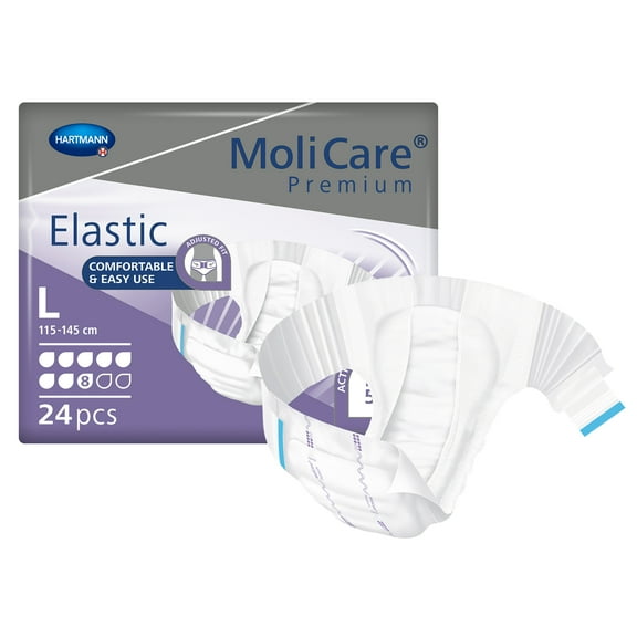MoliCare Premium Elastic 8D Adult Incontinence Brief L Heavy Absorbency 165473, 24 Ct